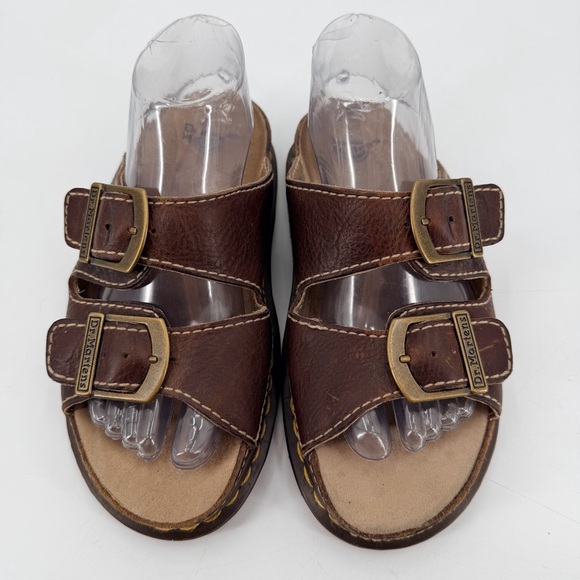 Dr. Martens Y2K Vintage 00s Brown Slide Slip On Leather Sandals Womens 9 Mens 8 - Picture 2 of 10